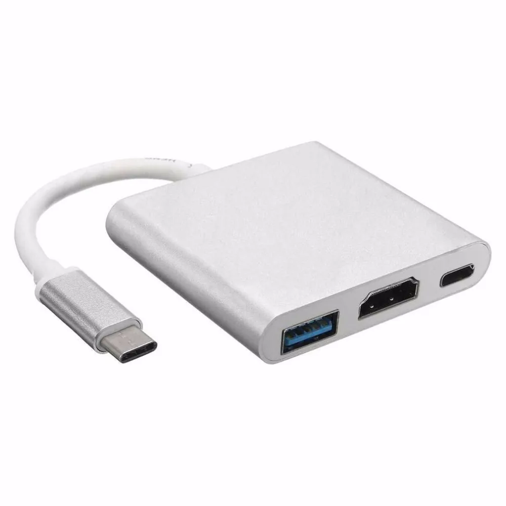 USB 3,1 Тип с разъемами типа C и HDMI USB 3,0 адаптер 3-в-1 PD зарядная станция Поддержка 4K HDMI конвертер кабель для Apple Macbook