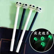 48 шт./упак. 0,5 мм черные чернила креативный корейский череп светящаяся гелевая ручка чернильное перо