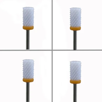 

4pcs White Ceramic Nail Drill Bit - Small Barrel Bit - XXC