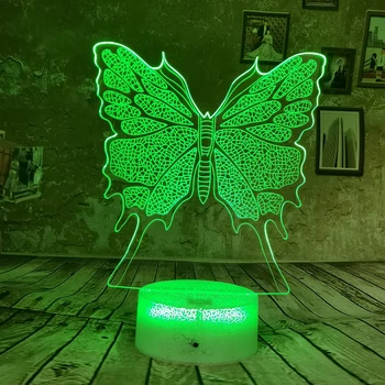 

Drop Shipping Beautiful RGB Butterfly 3D LED Night Light Colorful 7 Colors Change Touch USB Xmas Table Desk Lamp For Baby Kids
