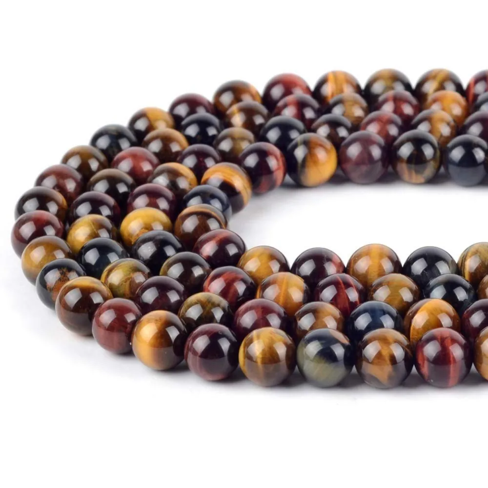

Natural Colorful Mixed Tiger Eye Agates Stone Beads Round Loose 15" Strand 4 6 8 10 12MM Beads for Jewelry Making DIY Bracelets