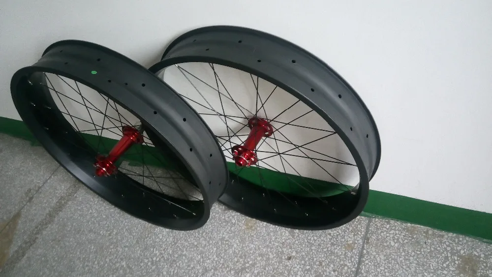 Discount 26er fat snow sand bike carbon wheels 100mm wide 25mm deep 15X135mm 15X150mm 12X170mm 12X197mm clincher tubeless wheelset UD 3K 0