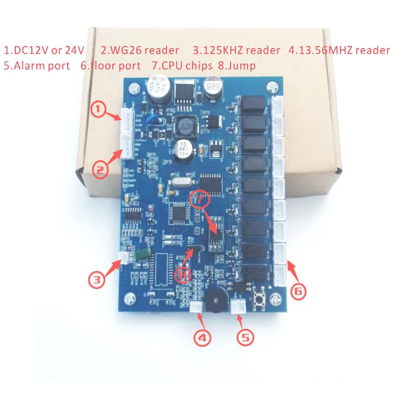 125 кГц rfid-контроль, лифт, лифт, пульт управления, нет программного обеспечения, безопасность, 8 этажей, RFID контроллер подъемника, плата