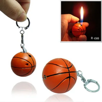

2017 Fashion Novelty Basketball Shape Lighters Refillable Butane Gas Cigarette Lighter Key Chain Ornaments Gift For Smokers