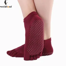 VERIDICAL 5 пар/лот хорошее качество пальчиковые носки женские силиконовые Нескользящие носки хлопчатобумажные профессиональные Пилатес бесшовные носки