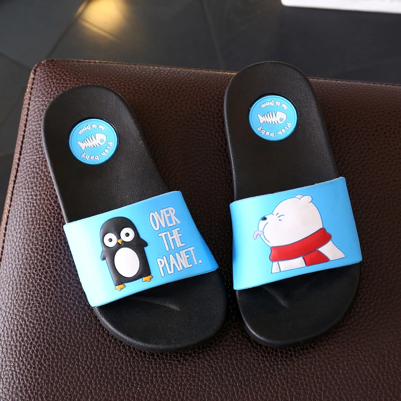 Kids Cartoon Bear Indoor Slippers Toddler Boys Girls Family Summer Home Flip Flop Baby Bedroom Shoes Children Beach Wear Sandals