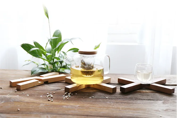 Japan Style Solid Wood Non-scalding Dish Pan Thermal Insulation Cup Coaster Pot Pad Kitchenware Creative Friendly Placemat