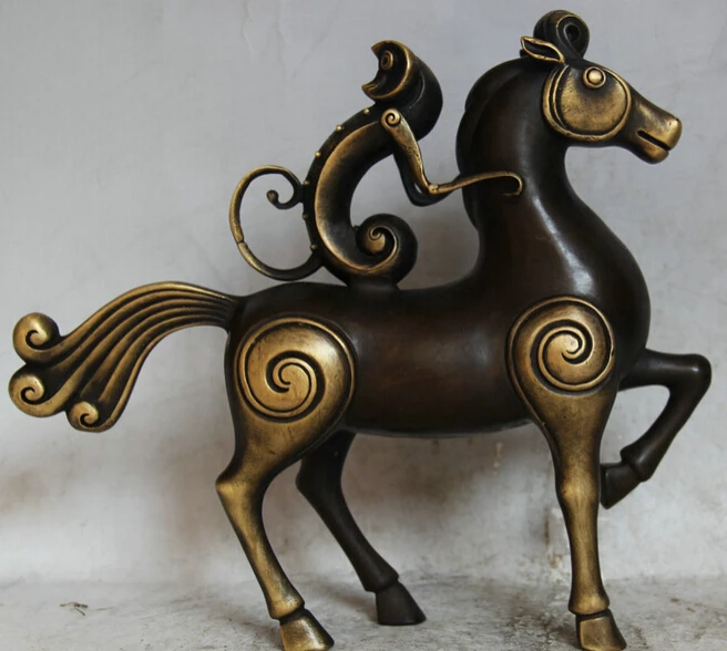 

JP S62 10" Chinese Folk Copper Abstract Monkey Ride Horse Zodiac Year Statue Sculpture
