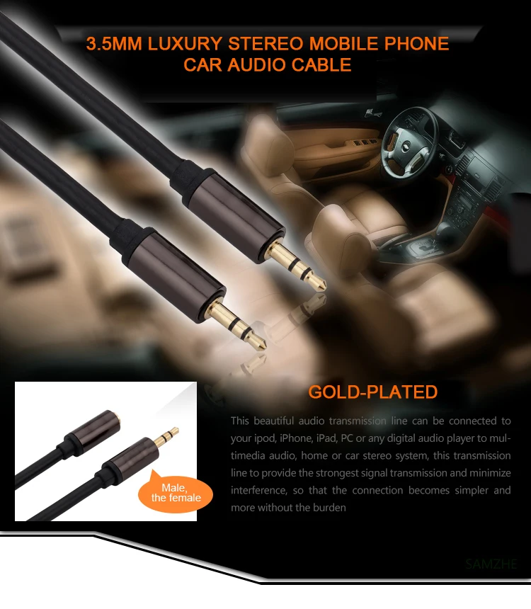 1 10M5M3M aux for iphone7 Cable Male to Female Universal Plated Lossless sound quality Auxiliary Stereo Cord Jack Device 3.5MM
