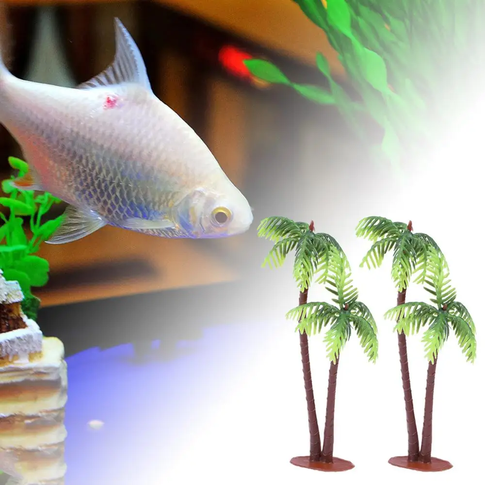 5Pcs/Pack Plastic Coconut Palm Tree Miniature Plant Pots Party Decoration Bonsai Craft Micro Landscape DIY Decor For Cake Party