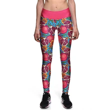 DuolaFine S-3XL Women Workout Leggings Fitness Pomegrana Printed Colorful Elastic Seamless Leggings Female Sexy Leggings LG009