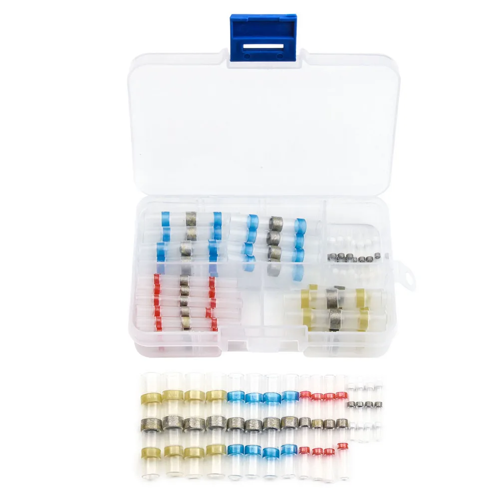 

50PCS Heat Shrink Solder Seal Butt Terminal Connectors Soldering Sleeve Waterproof Electrical Wire Connector Terminals Kit