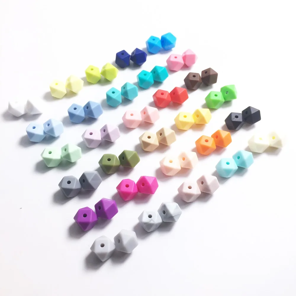 

2019 NEW design 50PCS 11mm Hexagon Silicone Beads Teething Baby Teether Baby DIY Toy Baby shower Gift Necklace Pacifier Chain