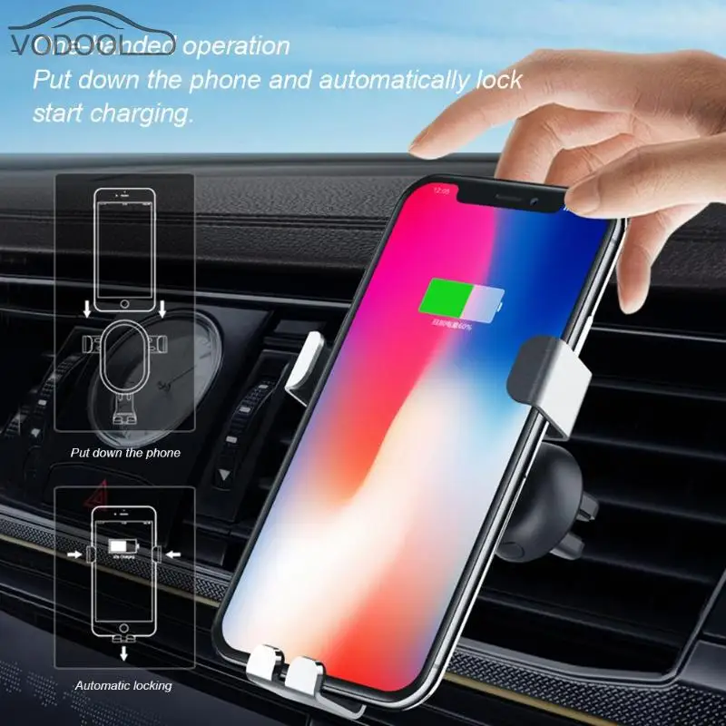 VODOOL Car Air Vent Center Console Phone Holder Suppror Wireless Charger Inductive Fast Charging Stand Bracket for Mobile Phone