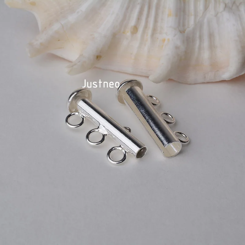 Sterling Silver Clasp 3-Strand Tube Clasp (3)