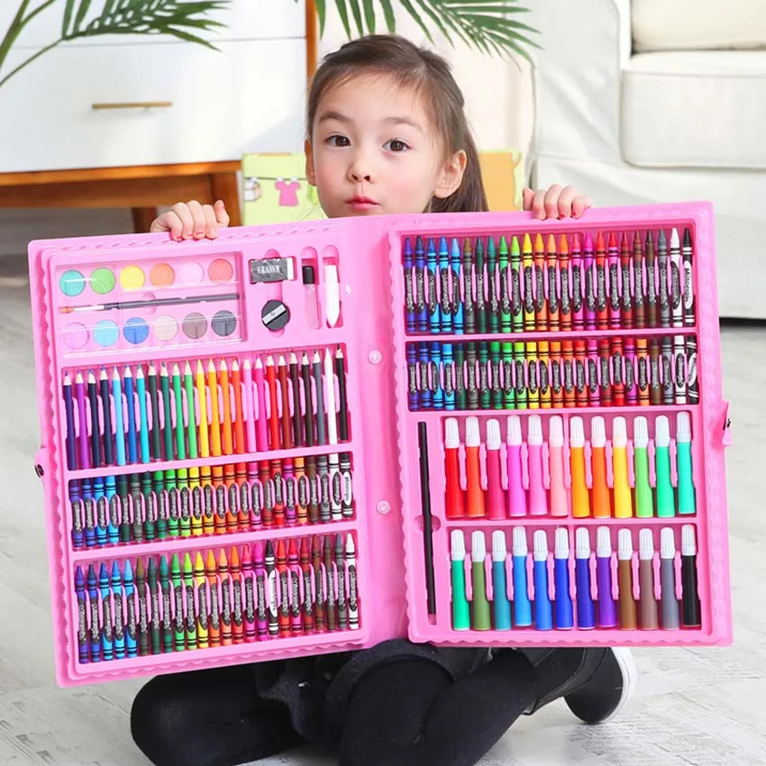 

168 Piecs Art Set Drawing Painting Set with Case For Children Kids Water Color Pen Crayon Drawing Art Tools Drawing Toy Set