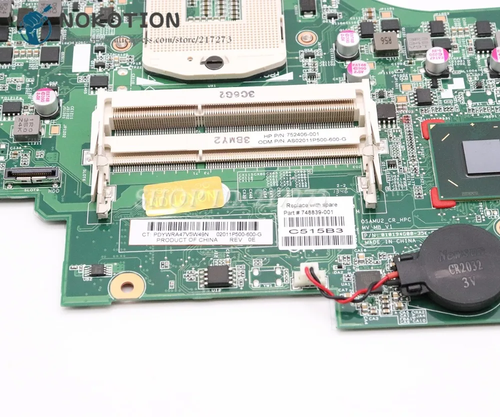 NOKOTION материнская плата для ноутбука hp 15-D 250 G2 основная плата 748839-501 748839-001 аккумулятор большой емкости HM76 DDR3 820 м 1 Гб