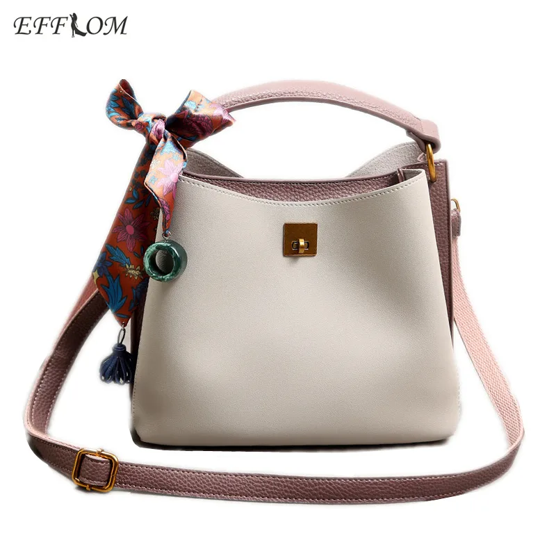 

High Quality Women Tote Bag Fashion Handbags Summer Obag Handles Leather Bucket Bag Female Shoulder Work Office Bag Fringe Scarf