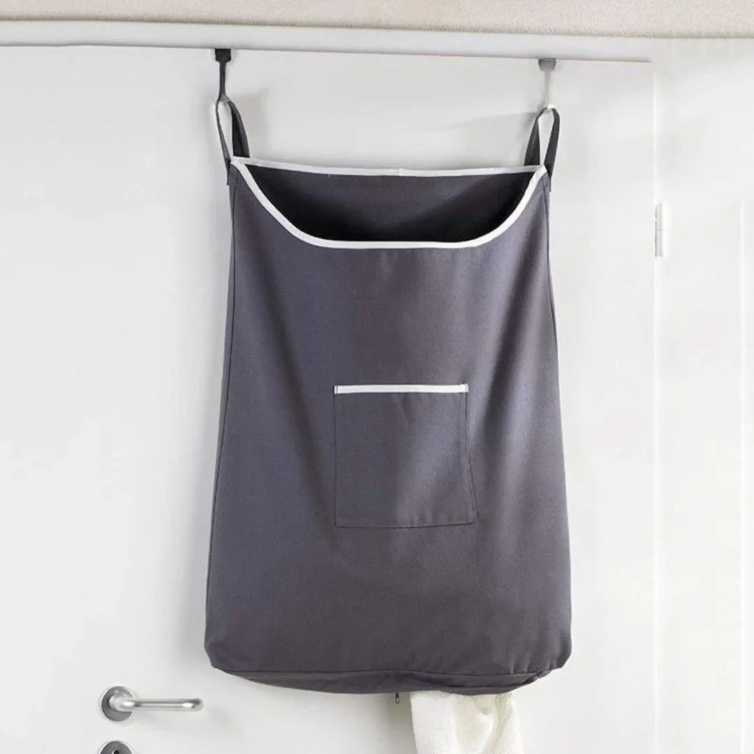Hanging Laundry Bag Hamper Door Behind Washing Clothes Storage Basket W/2 Hanger Organizer Laundry Bag for Clothes