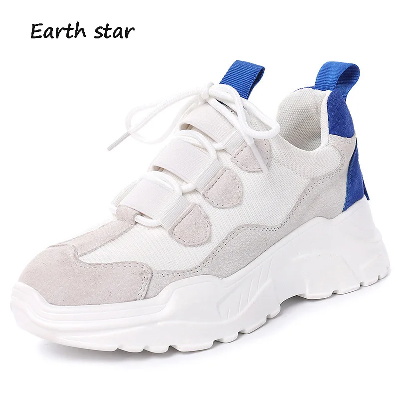 

EARTH STAR New Casual White Shoes Women Brand Platform Sneakers Lady Fashion chaussure Breathable Female Autumn footware Quality