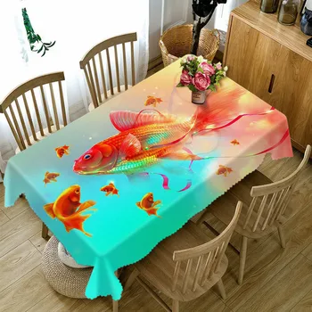 

Red goldfish dining Tablecloth Cofffee Dining waterproof 3D rectangular table cloth round table customized size Cushion cover