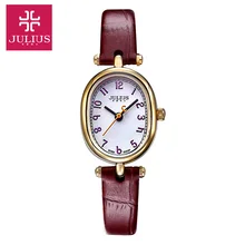Julius женские наручные часы Япония Кварцевые часов тонкой моды платье кожаный браслет простой ретро день рождения Девушка Рождественский подарок