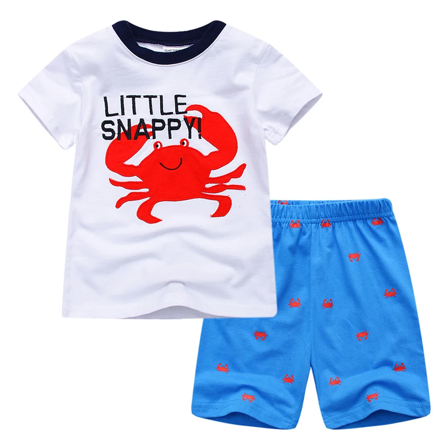 2018 Children's clothing sets cute crab top + shorts kids clothes ...