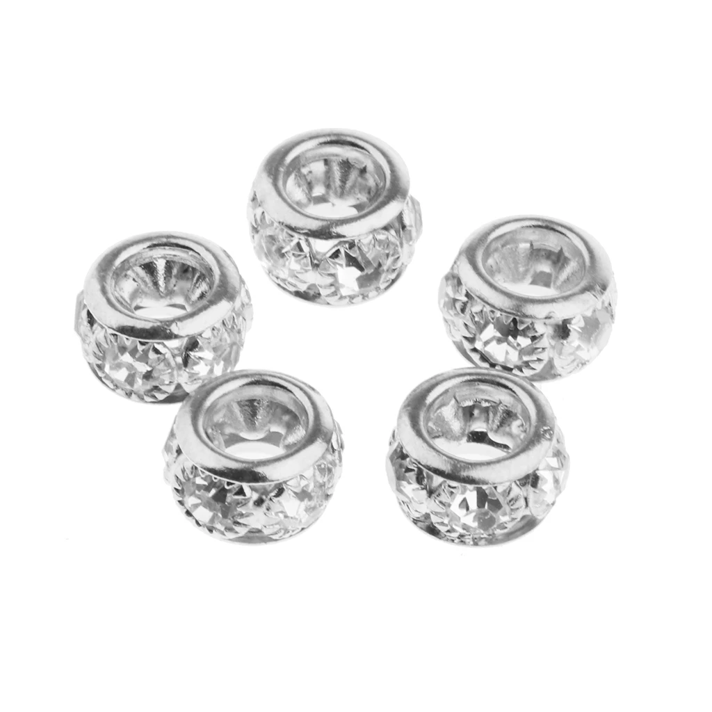 20PCS Big Hole European Beads Rondelle Rhinestone Loose Spacer Crystal Beads Fit Necklace Bracelet DIY Finding