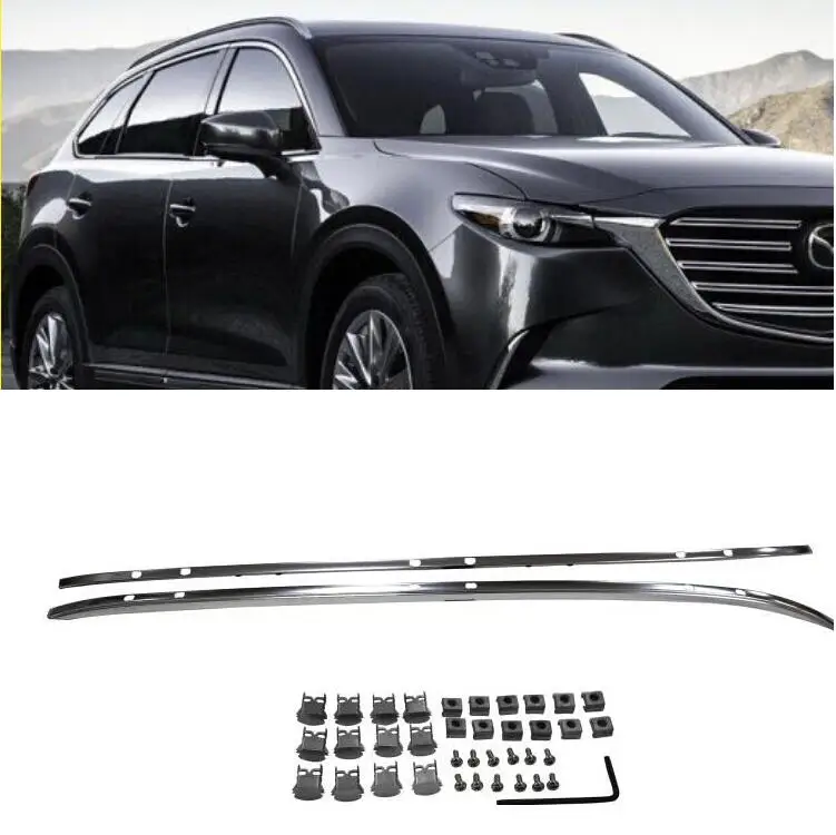 سيارة من سبيكة الألومنيوم حامل سقفي السكك الحديدية الأمتعة شريط لمازدا CX-9 CX9 2017 2018 2019 بواسطة فيديكس