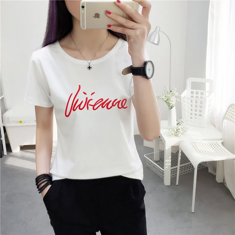 127 White T-Shirt Футболки г. Летняя новинка, Милый принт с животными, короткий рукав, круглый вырез, женский топ для девочек, Студенческая облегающая мягкая женская белая футболка, футболки - Цвет: 127 White T-Shirt