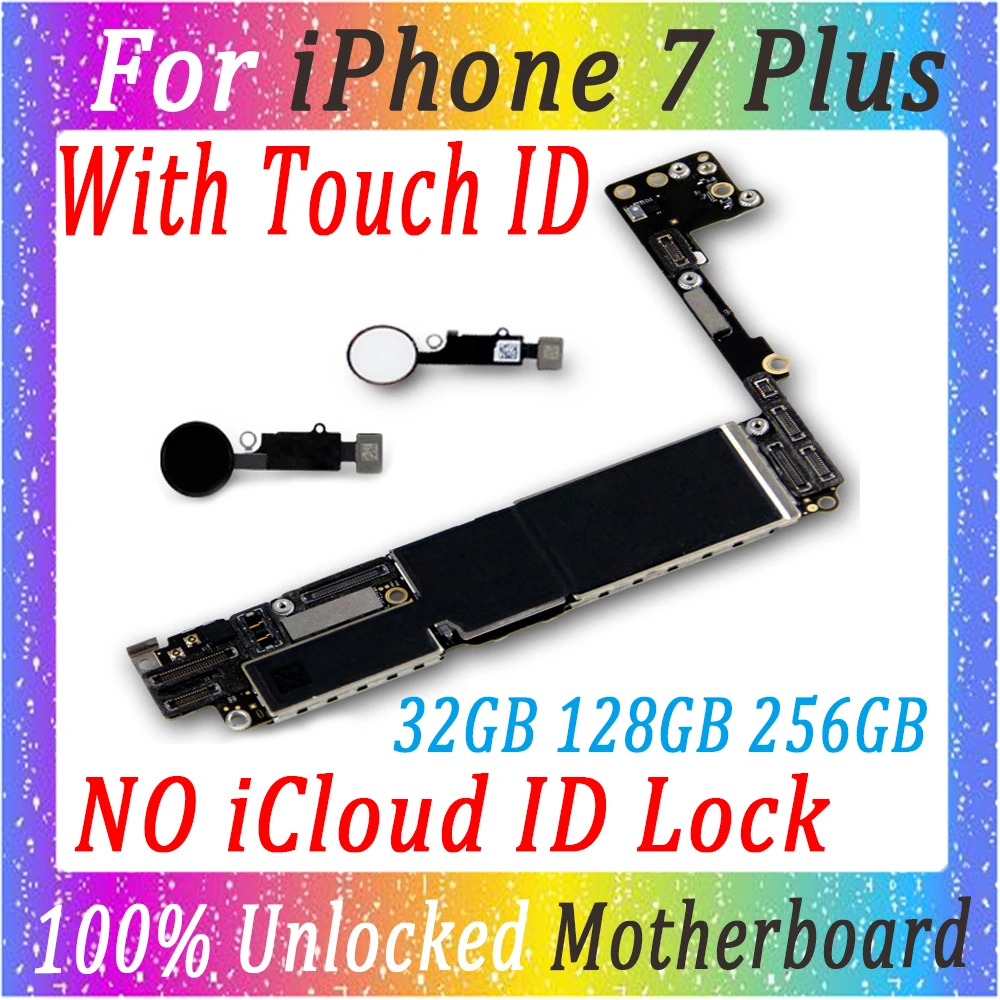 

For iphone 7 plus mainboard original unlock Motherboard with / Without Touch ID Logic board with full chips Panel free shipping