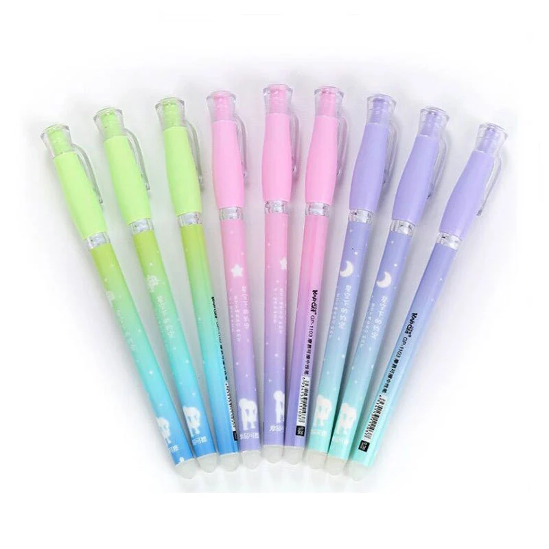 

12pcs/Pack Cute Erasable Pens For School 0.38mm Magic Blue Black Ink Gel Pen Kawaii School Office Writing Stationery Pen