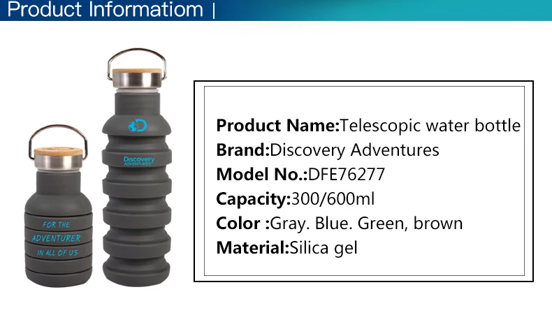 300-600ML Collapsible Folding Water Bottle Travel Hiking Camping Cycling Climbing Expandable Drink Bottle Silicone Sports Bottle (1)
