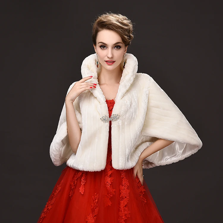 

wholesale 2016 bride Small coat winter cloak bigger sizes loose garment Faux fur women shawl