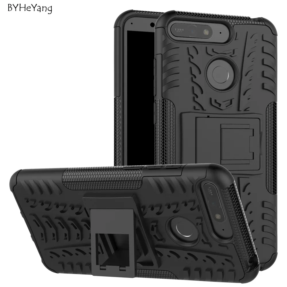 

BYHeYang For Huawei Honor 7A Pro Case Heavy Rugged TPU+PC Armor Shockproof Kick Stand Cover For Huawei Y6 2018 Honor 7A Pro Case