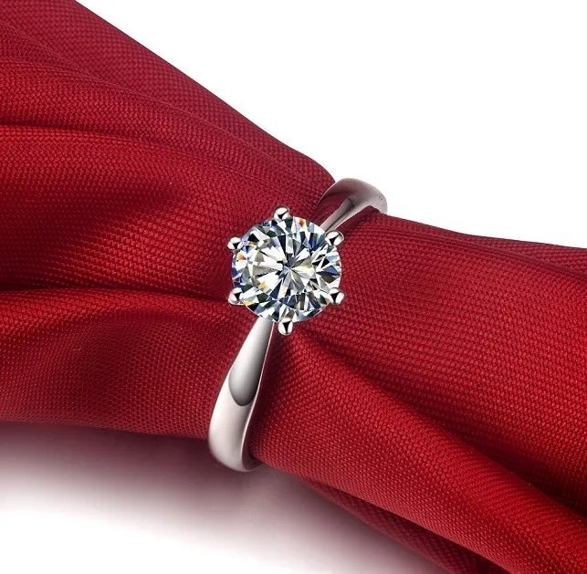 

Romantic South Korea Style 1CT Six Prongs Genuine Moissanites Engagement Ring Fine Jewelry Pure White Gold 14Karat Women Ring