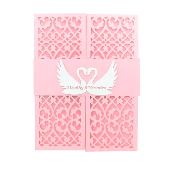 

invitaciones de boda rosa filigree and swan laser cut hollow invitation card wedding