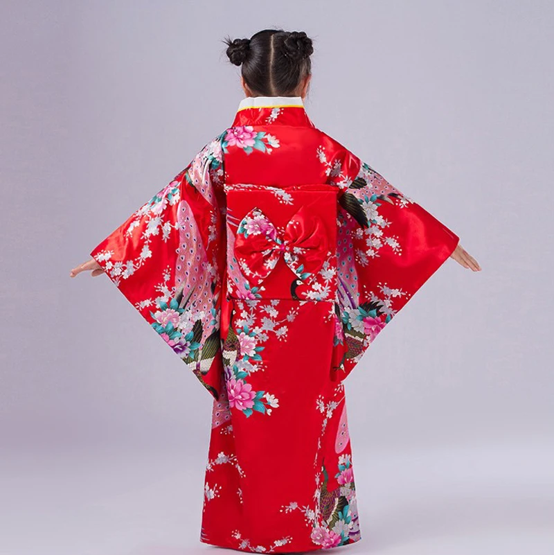 Новинка; синее детское нарядное платье с цветочным рисунком; японское кимоно для маленьких девочек; детский винтажный костюм для костюмированной вечеринки Yukata; NK028