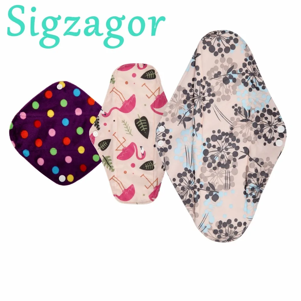 

[Sigzagor]S M XL Cloth Menstrual Pad Mama Cloth Sanitary BAMBOO Reusable Washable Panty Liner Regular Overnight