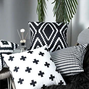 

45x45cm/50x30cm Nordic style black white geometric sofa cushion cover living room Bay window pillow case lumbar pillow cover