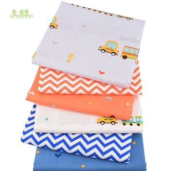 

Chainho,Transportation,6pcs Printed Twill Cotton Fabric,Patchwork Cloth,DIY Sewing&Quilting Fat Quarters Material For Baby&Child