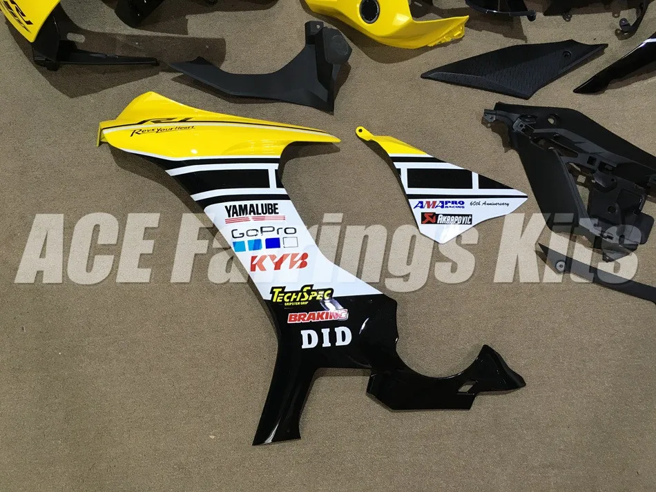 Мотоциклетный вставной обтекатель комплект подходит для YAMAHA YZFR1 YZF R1 15, 16, 17, 18, YZF1000 ABS Обтекатели Желтый