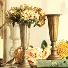 Классическая стеклянная ваза для цветов Железный Золотой Серебряный цветочный горшок для дома украшения для отелей ремесло декоративная Свадебная настольная металлическая ваза