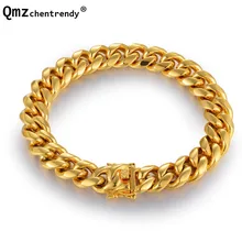 Высокое качество, нержавеющая сталь, золото, Снаряженная кубинская цепь, звено дракона, застежка, браслеты, ювелирные изделия, раппер, мужские и женские аксессуары, браслеты