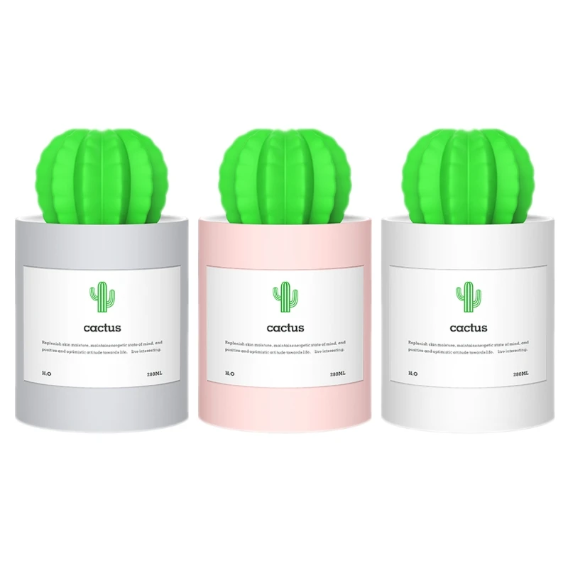 

Free_on USB Cool Mist Humidifier Mini Size Cactus 280ml Air Diffuser Portable Home Decor