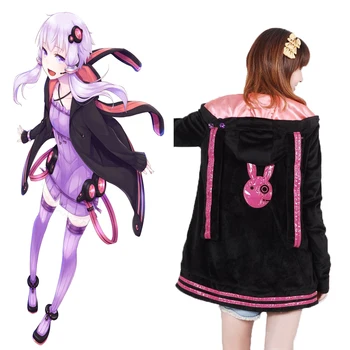 

Vocaloid 3 Cosplay Costume Yuzuki Yukari Cosplay Costume Tops Jackets Black Hoodies Coat Halloween Carnival Party Women Costume
