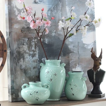 

Home Decorations Ceramic Vase Handicraft Home Decor Ornaments Celadon Green Flower Decoration