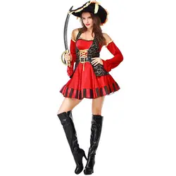 1 компл. Хэллоуин пикантные Женский пиратский костюм плюс размеры вечерние женские Пираты капитан, для косплея нарядное платье со шляпой и