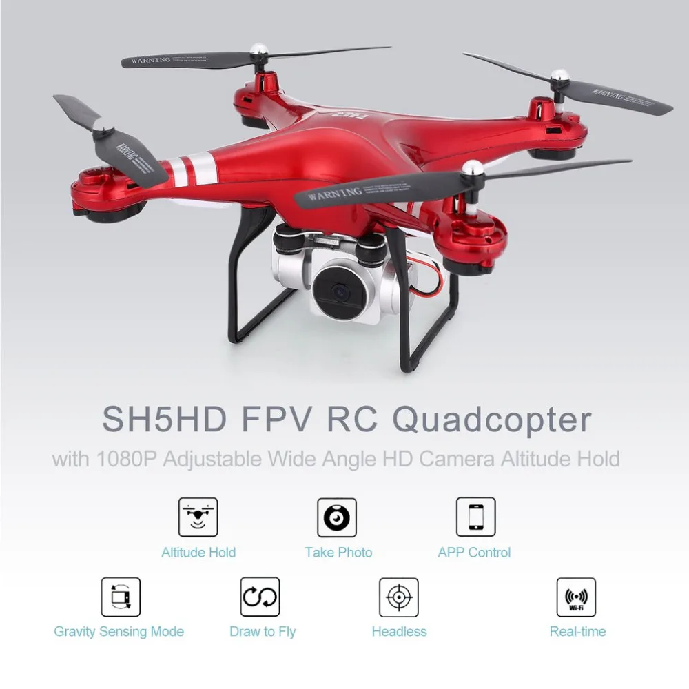 

Drone RC Quadcopter with 1080P Adjustable Wide Angle Wifi HD Camera 2.4G FPV Live Video Altitude Hold Headless Mode