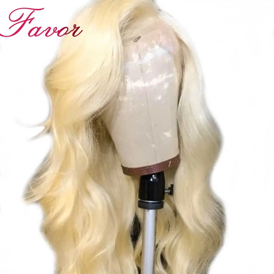 

180% Density Brazilian Body Wave 613 Blonde Lace Front Wig With Baby Hair Remy Human Hair Wavy Wigs For Black Women Favor Hair